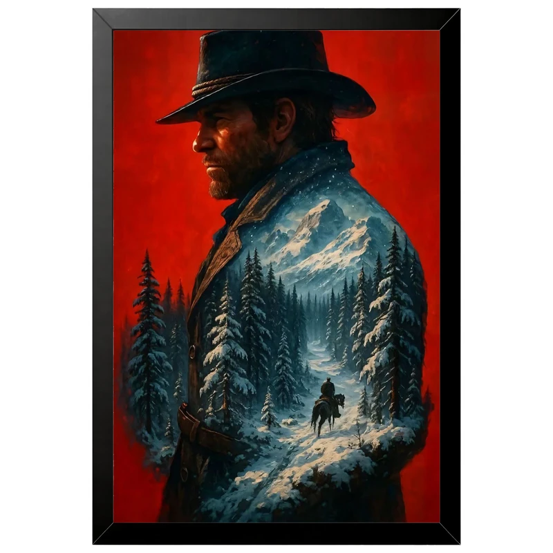 تابلو بکلیت طرح گیمینگ ردد red dead redemption 2 مدل B-po2258 فریم مشکی