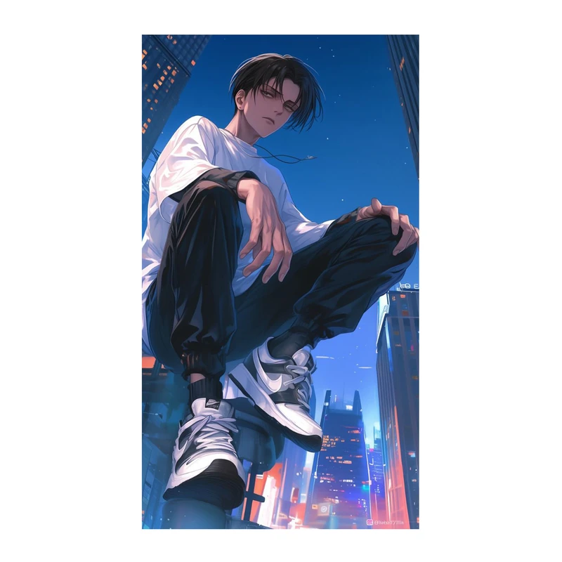 استیکر لپ تاپ و موبایل مدل انیمه طرح اتک ان تایتان لیوای آکرمن attack on titan Levi Ackermann کد 584