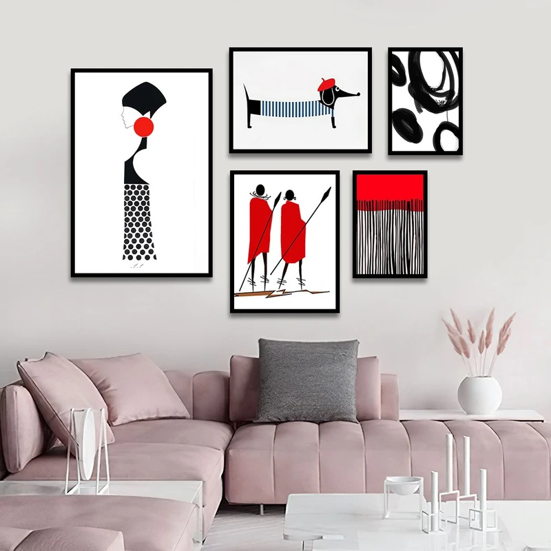 تابلو بکلیت طرح نقاشی دکوراتیو مدرن سبک کوبیسم مدل B-1412 مجموعه 5 عددی