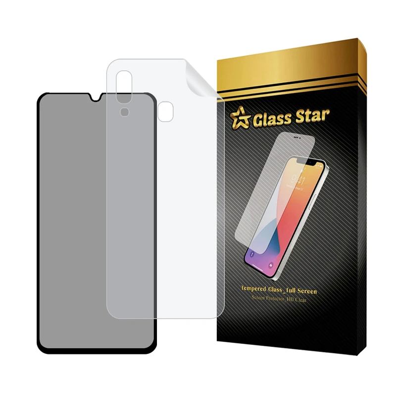 محافظ صفحه نمایش حریم شخصی گلس استار مدل FULLPRIVNANOS مناسب برای گوشی موبایل سامسونگ Galaxy A20 / A30 به همراه محافظ پشت گوشی