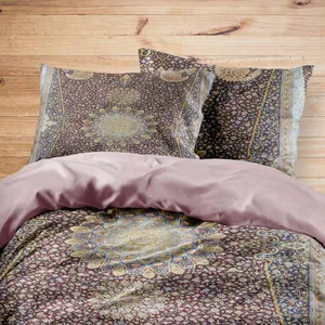 سرویس روتختی مدوپد طرح فرش قم ترنجی گلدانی گل ریز مدل C-Ghom085 یک نفره 4 تکه