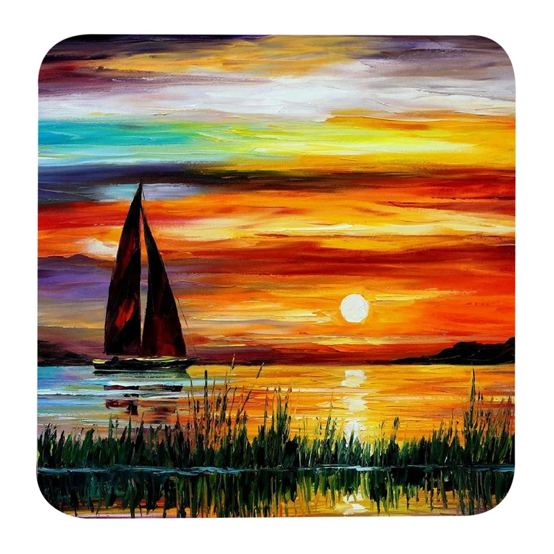 مگنت مدل G1074 طرح نقاشی منظره دریا و قایق و غروب آفتاب