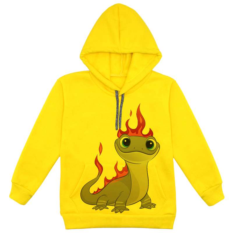 هودی پسرانه مدل دانیاسور F43 رنگ زرد