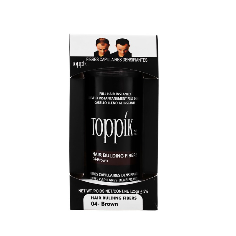 پودر پرپشت کننده مو تاپیک هیر فیلر کد 04 وزن 25 گرم رنگ قهوه ای