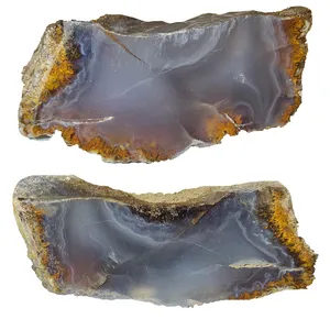 سنگ عقیق مدل مویی دودی کد P 40 مجموعه 2 عددی