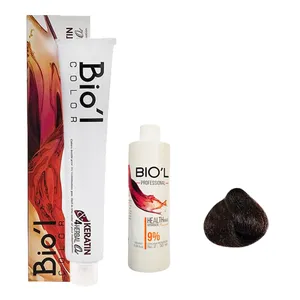 کیت رنگ مو بیول سری BURGUNDY RED شماره 4.65 حجم 100 میلی لیتر رنگ شرابی قرمز ماهاگونی متوسط