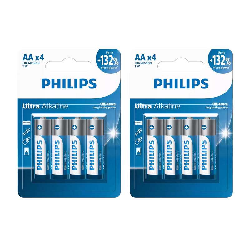 باتری قلمی فیلیپس مدل Ultra Alkaline LR6E4B/40 بسته هشت عددی باتری قلمی فیلیپس مدل Ultra Alkaline LR6E4B/40 بسته هشت عددی