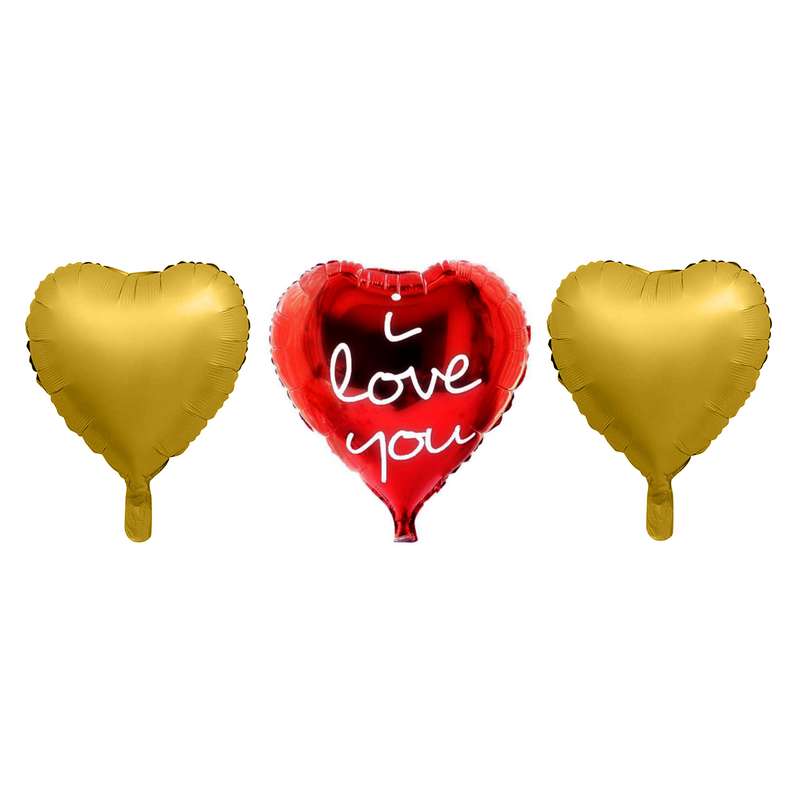 بادکنک فویلی طرح قلب مدل LOVE-chrome مجموعه سه عددی
