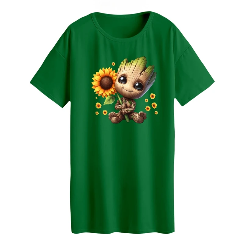 تی شرت لانگ زنانه مدل گروت و آفتاب گردان