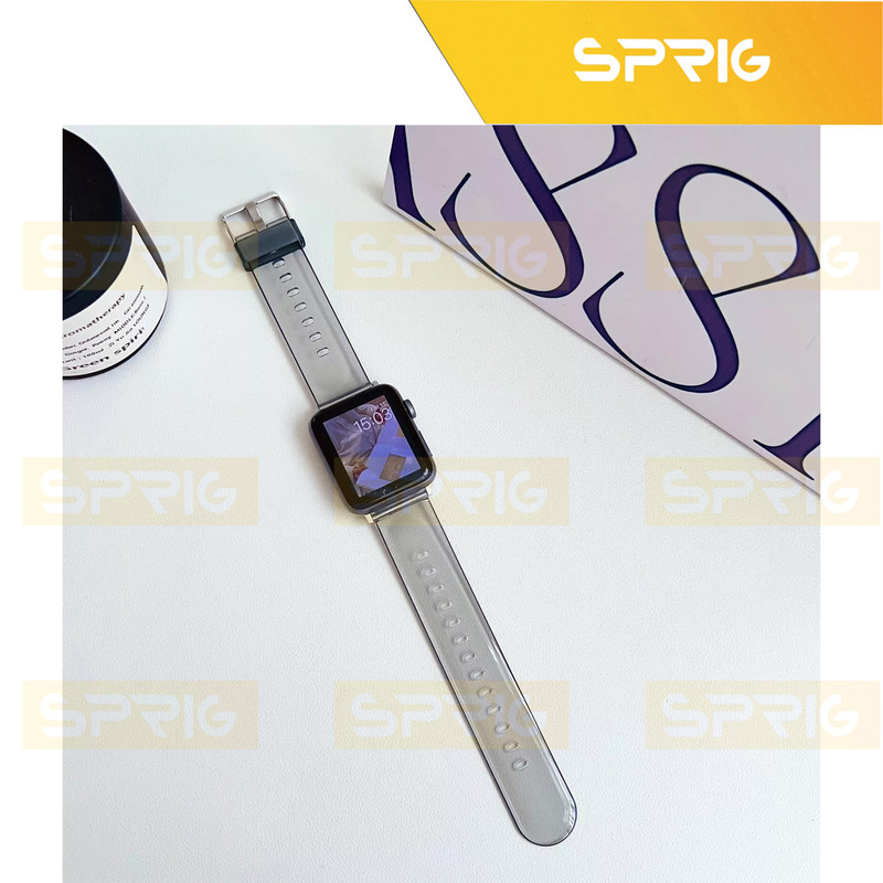 بند اسپریگ مدل Clear Silicone مناسب برای اپل واچ سری Se/1/2/3/4/5/6/7/8/9/Ultra/Ultra2 سایز 42/44/45 میلی متری