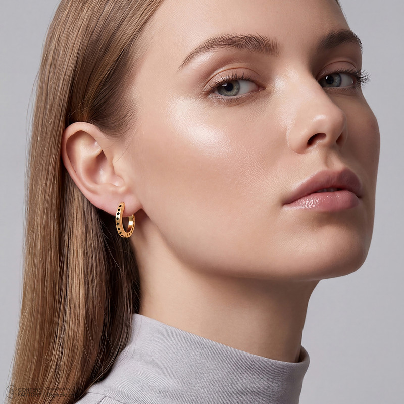 گوشواره حلقه‌ای طلا 18 عیار زنانه گلدم مدل E255011