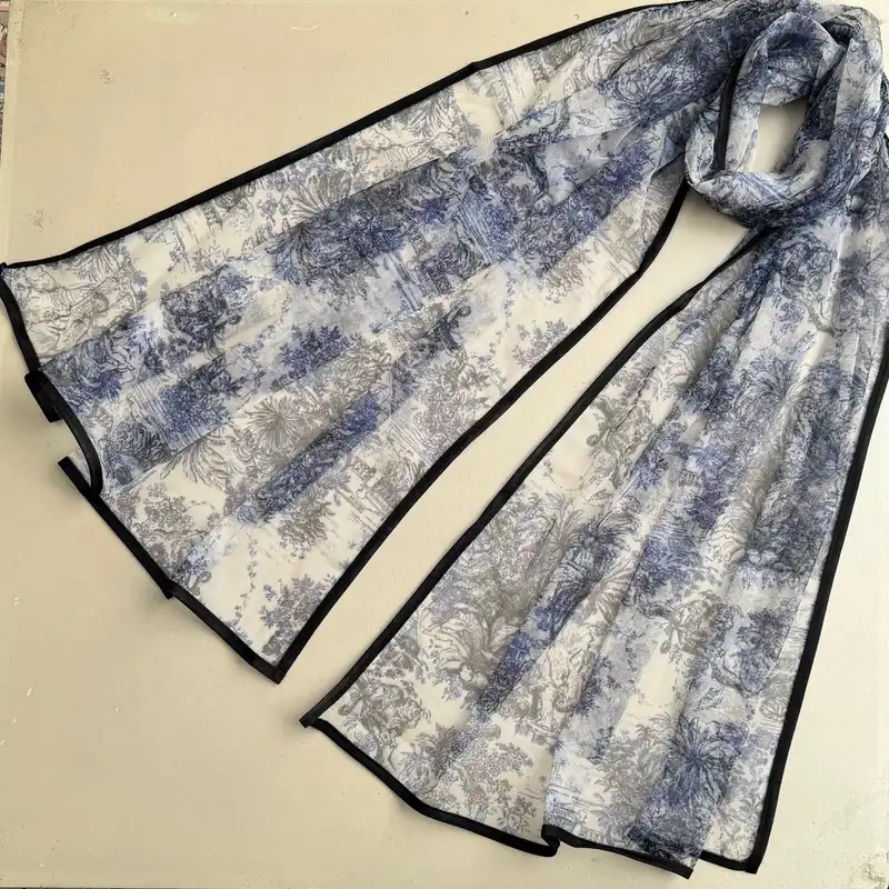 شال زنانه مدل توری طرح طببعت و جنگل تابستانی فانتزی