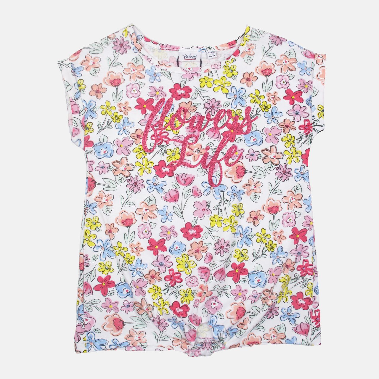 تی شرت آستین کوتاه دخترانه یوپیم مدل جلوگره flowers -  - 1
