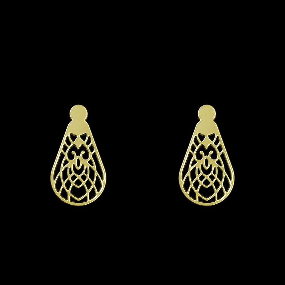 گوشواره طلا 18 عیار زنانه مدوپد مدل هندسی کد GA1-14494