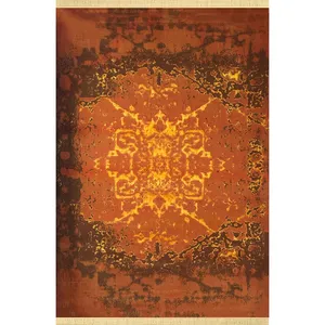 فرش ماشینی 700 شانه زمینه اخرایی حاشیه نارنجی مدل W04