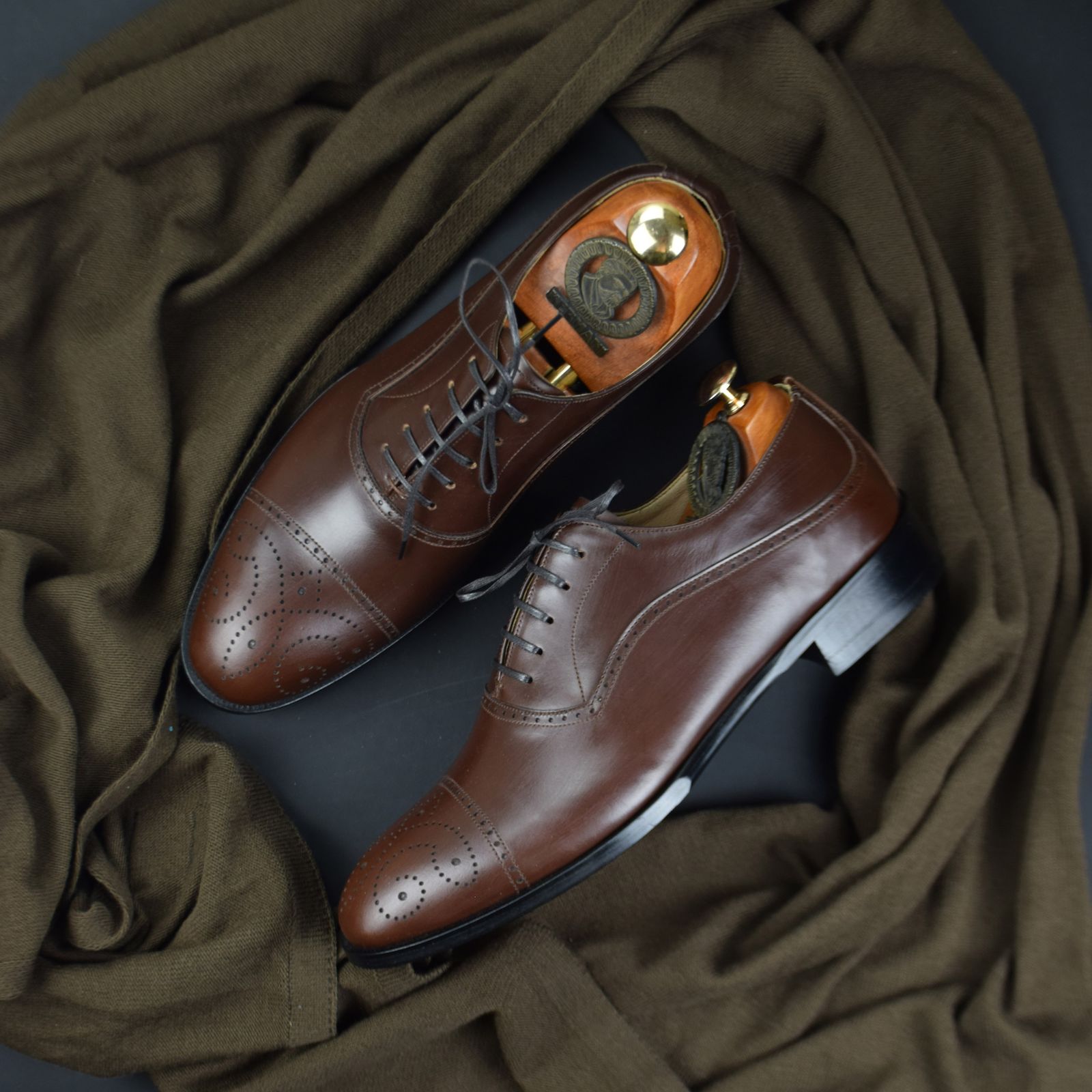 کفش مردانه کرمانی مدل چرم دستدوز طبیعی کد 1073 رنگ قهوه ای -  - 4