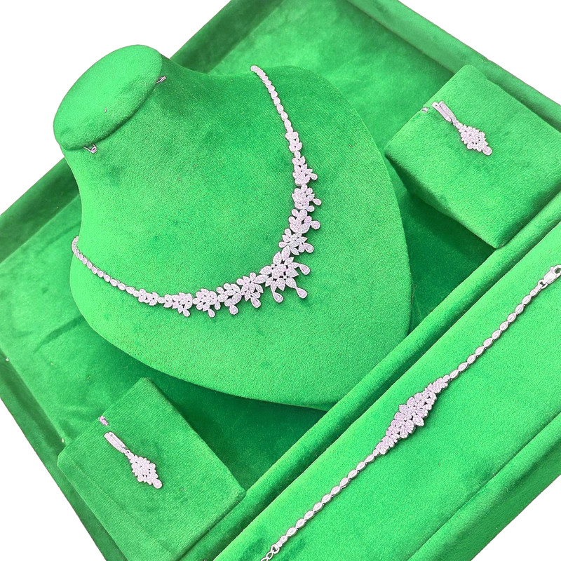 نیم ست نقره زنانه گالری رضازاده مدل اشک گل کد 0177 نیم ست نقره زنانه گالری رضازاده مدل اشک گل کد 0177