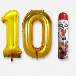 بادکنک فویلی مسترتم طرح عدد 10 پلاس به همراه برف شادی مجموعه 2 عددی