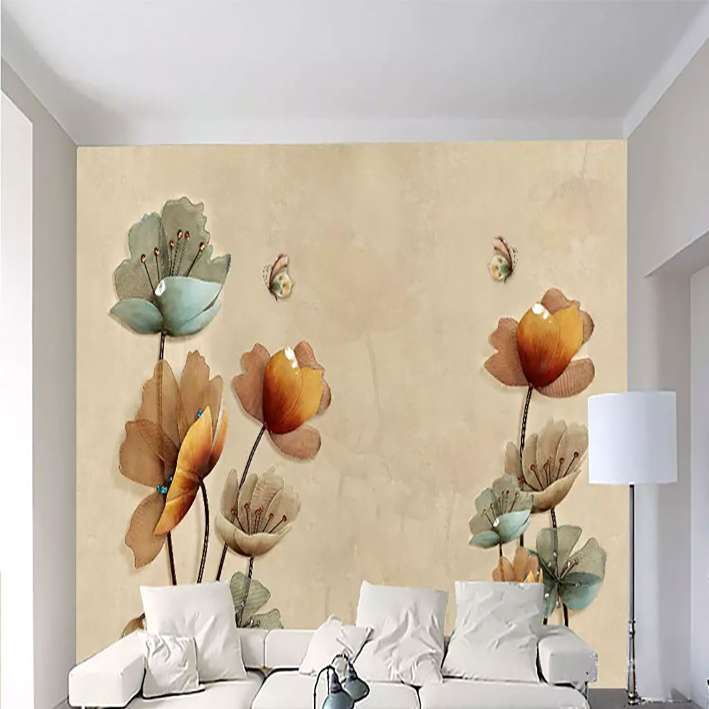 پوستر دیواری سه بعدی مدل شاخه گل نقاشی رنگی DVRF2362