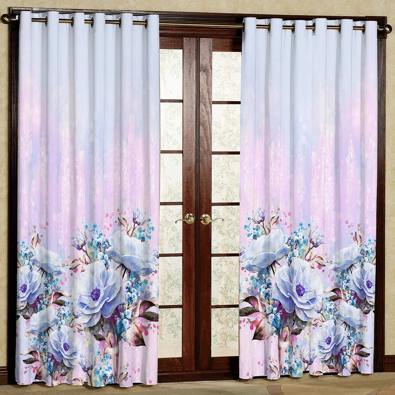 پرده مدل گل دار مخمل پانچی کد 1127L سایز 140x280 سانتی متر