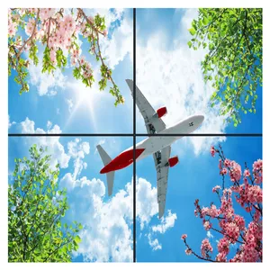 تایل سقفی آسمان مجازی طرح گل و هواپیما کد 0100 سایز 60x60 سانتی متر مجموعه 4 عددی