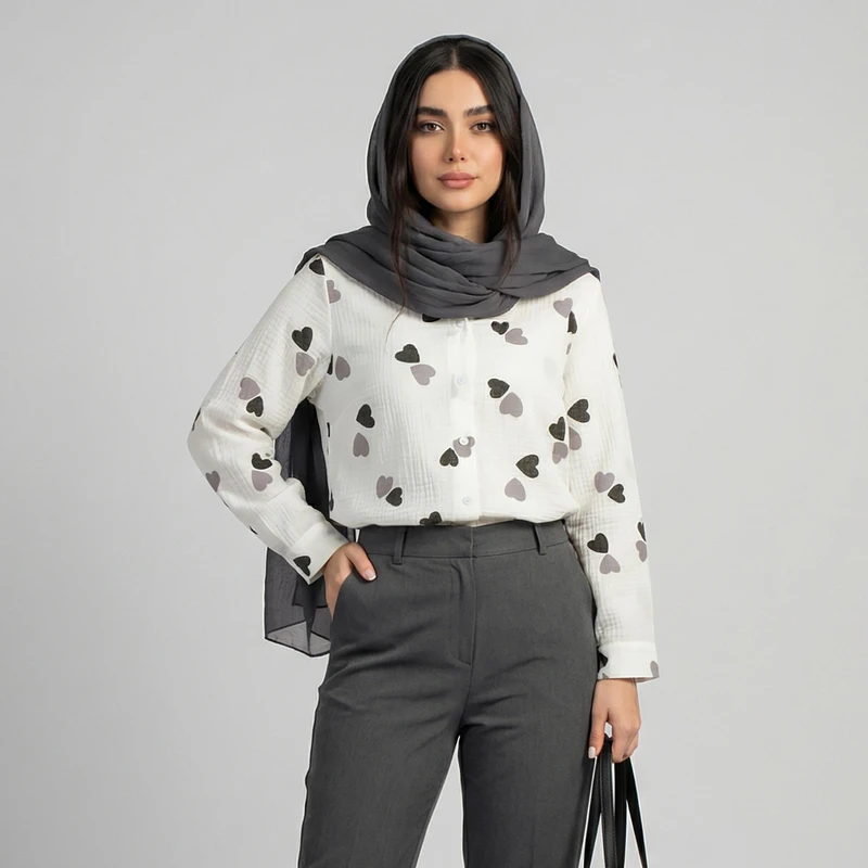 شومیز آستین بلند یقه برگردان زنانه السانا مدل پارسانا کد 243371
