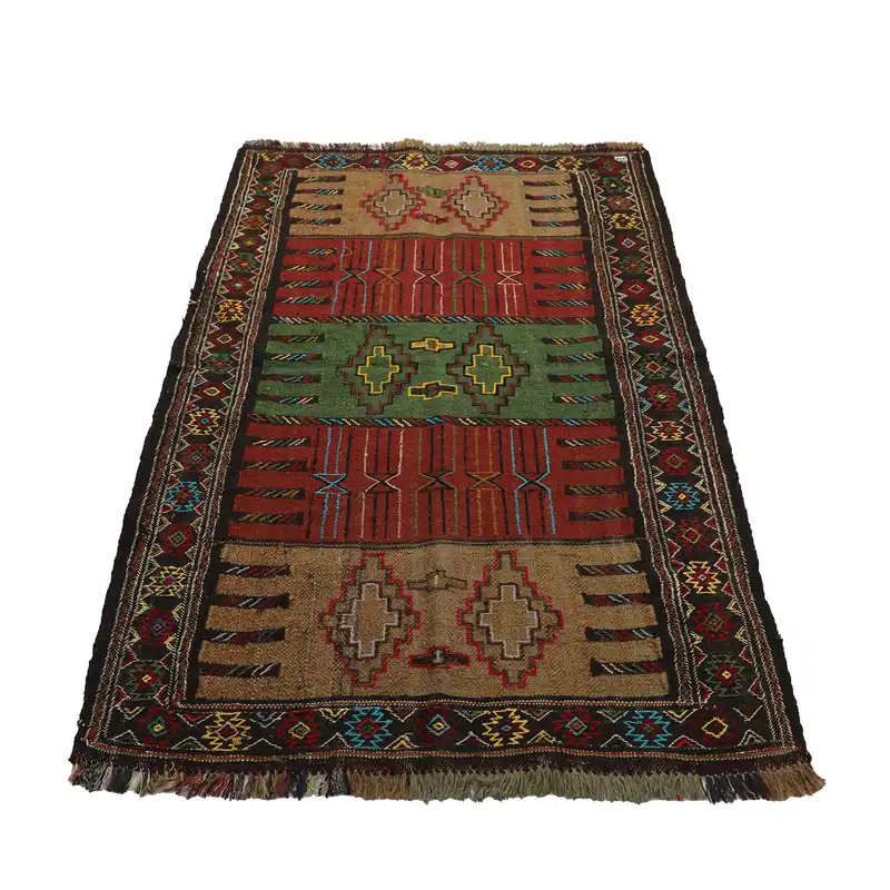 گلیم دستبافت دو متری مدل سفره کردی کد 4020472