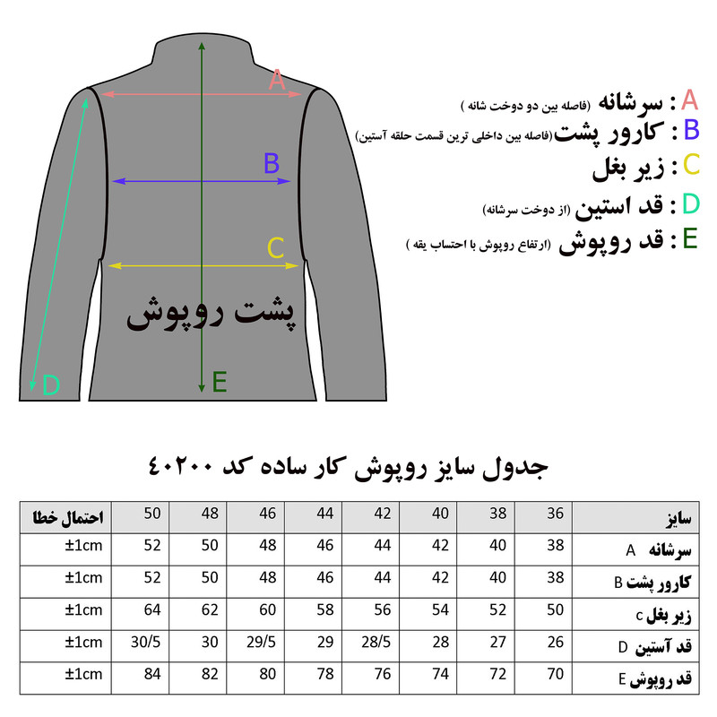 روپوش آشپزی خضرا کد 40200