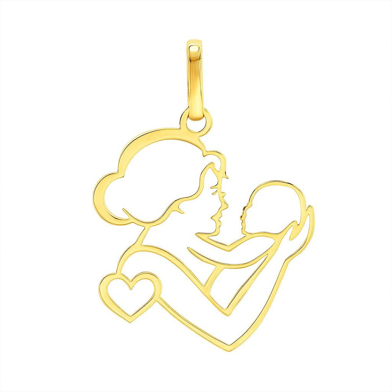 آویز گردنبند طلا 18 عیار زنانه گالری قو طلایی طرح مادر و فرزند تو خالی