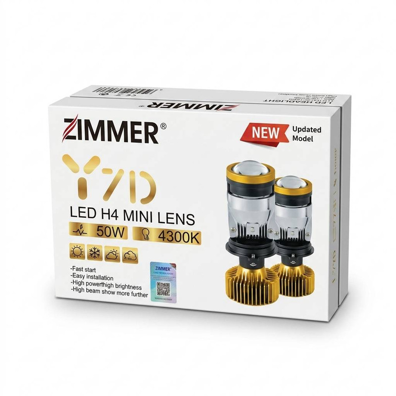 لامپ هدلایت خودرو زیمر مدل Y7D-4300K پایه H4 بسته دو عددی