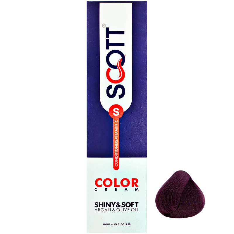 رنگ مو اسکاتس سری Wine شماره V4 حجم 100 میلی لیتر رنگ قهوه ای بنفش شرابی روشن