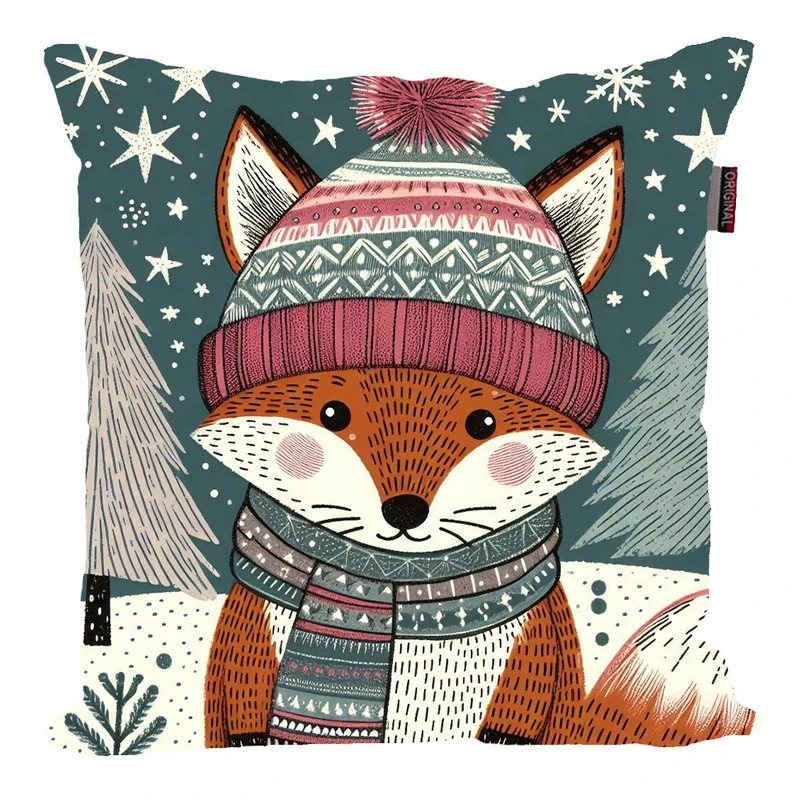 کوسن پاد آفرین مدل زمستان طرح عروسکی روباه کد PK30347