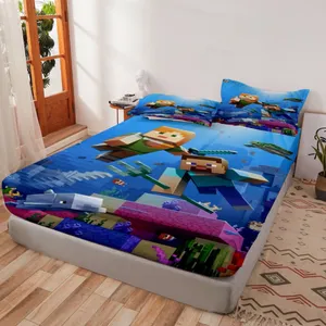 سرویس ملحفه تک نفره 3 تکه مدل مانکرافت  Minecraft کد 02