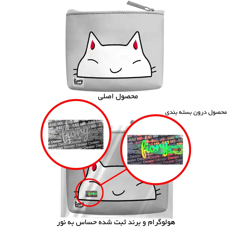 کیف پول فیوری مدل گربه کیوت طرح خوشحال کد fiory 2290