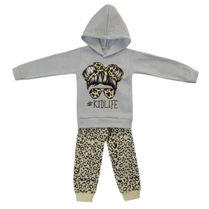 ست هودی و شلوار دخترانه مدل پلنگی کرکدار کد b