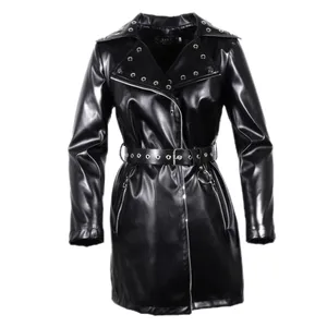 پالتو زنانه مدل چرم یغه پانچی