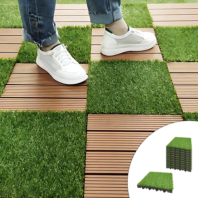 چمن مصنوعی مدل تایل سایز 30x30 سانتی متر بسته ده عددی