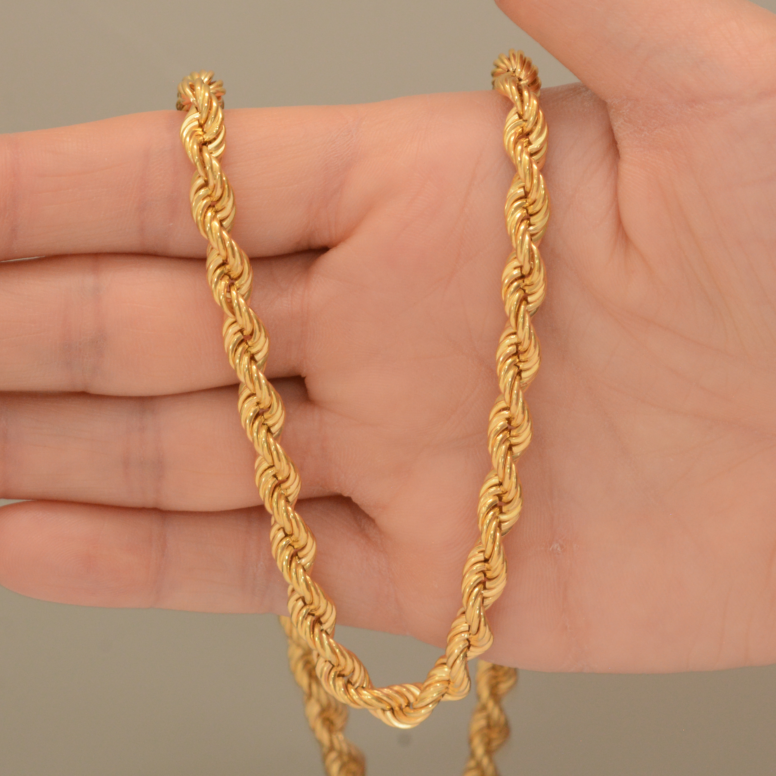 زنجیر طلا 18 عیار زنانه طلای مستجابی مدل طنابی ضخیم کد 45