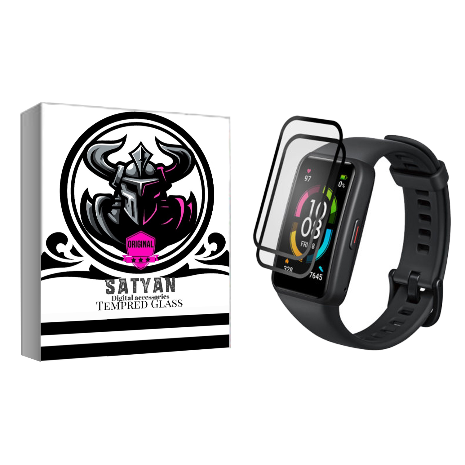 محافظ صفحه نمایش ساتیان مدل PMMA مناسب برای ساعت هوشمند آنر Band 6 بسته دو عددی