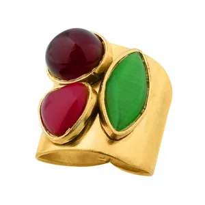 انگشتر زنانه گالری عزیزی مدل چند سنگ کد 14893