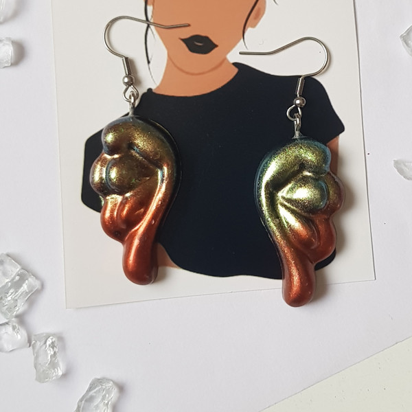 گوشواره دخترانه مدل رزینی طرح بال فرشته