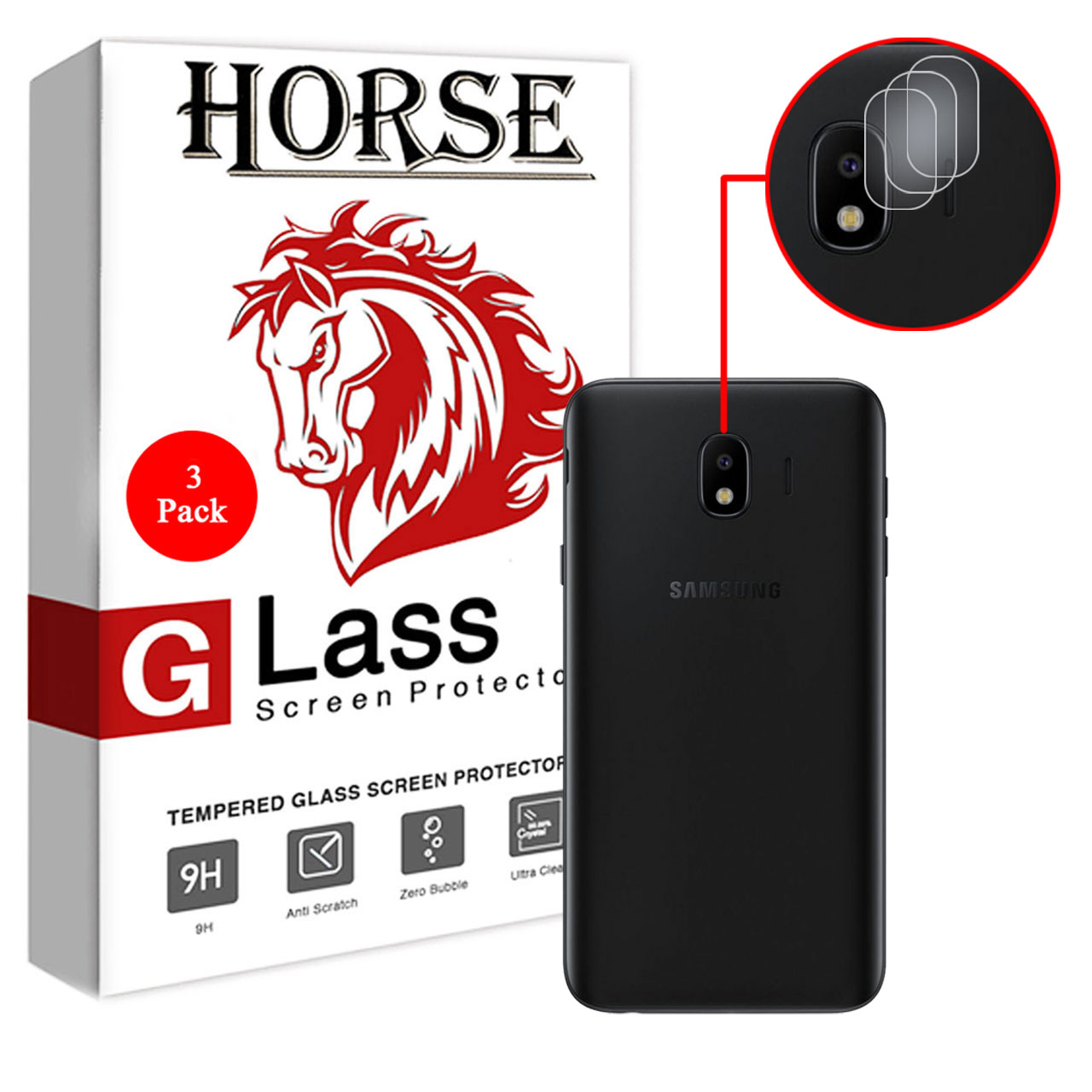 محافظ لنز دوربین هورس مدل UTF مناسب برای گوشی موبایل سامسونگ Galaxy J4 بسته سه عددی
