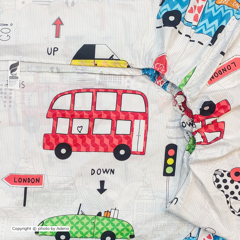 ملحفه کودک آدنو مدل ماشین ها کد FI16 سایز 70x135 سانتی متر