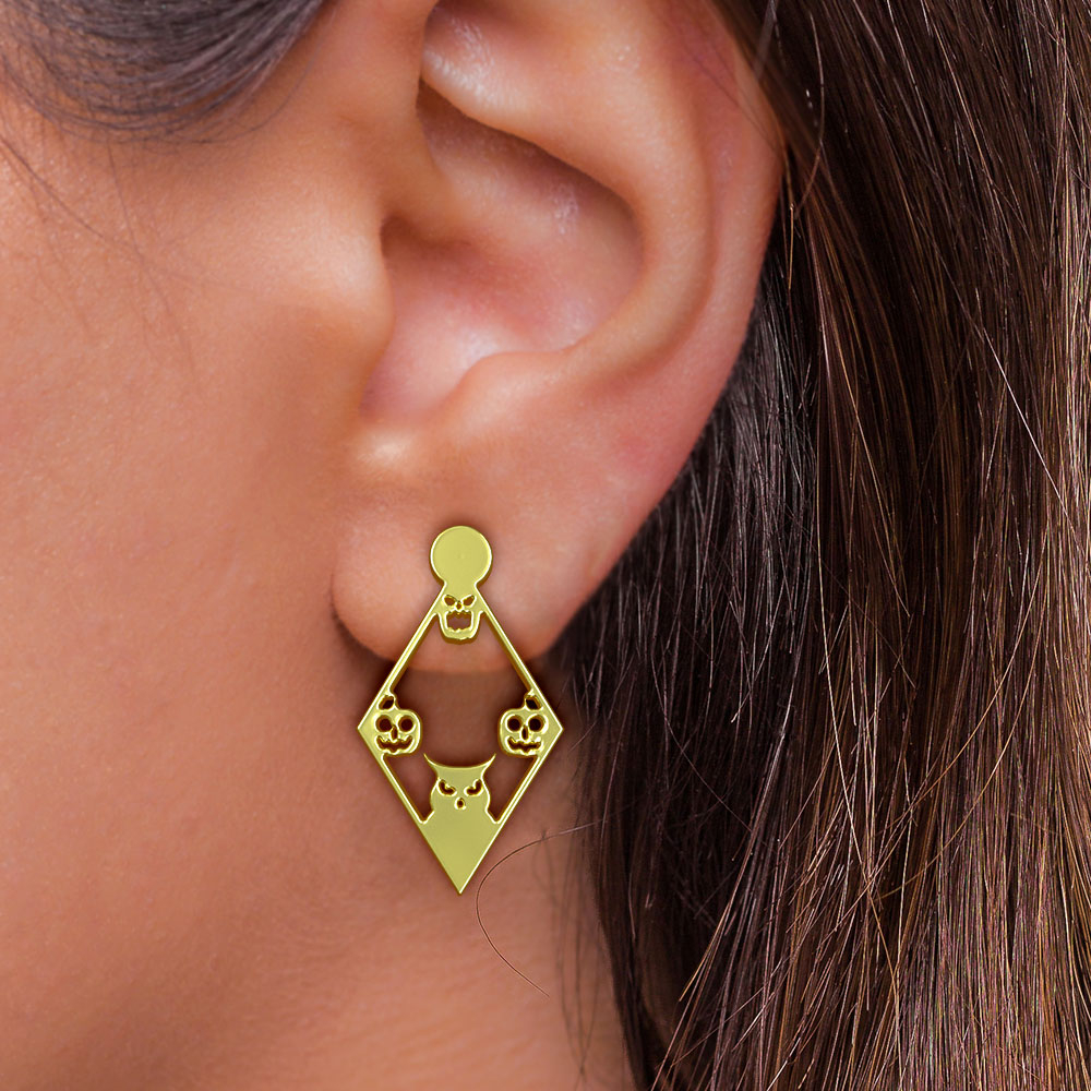 گوشواره طلا 18 عیار زنانه مدوپد مدل هالووین کد GA1-10090