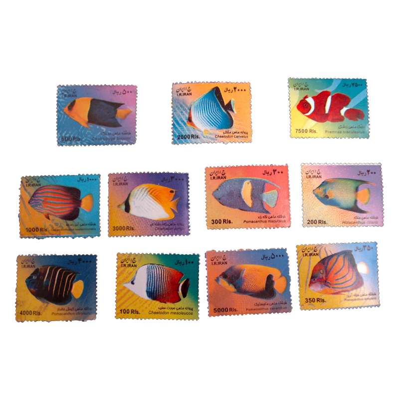 تمبر یادگاری مدل ماهی کد bc-2044 مجموعه 11 عددی