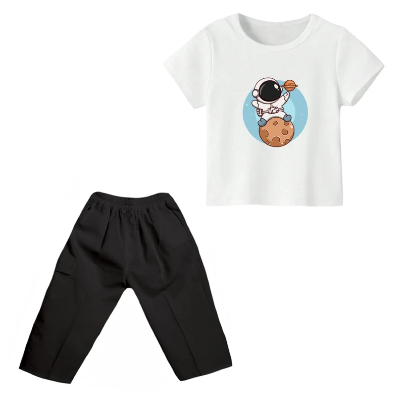 ست تی شرت و شلوارک پسرانه مدل فضانورد کد ۱۸