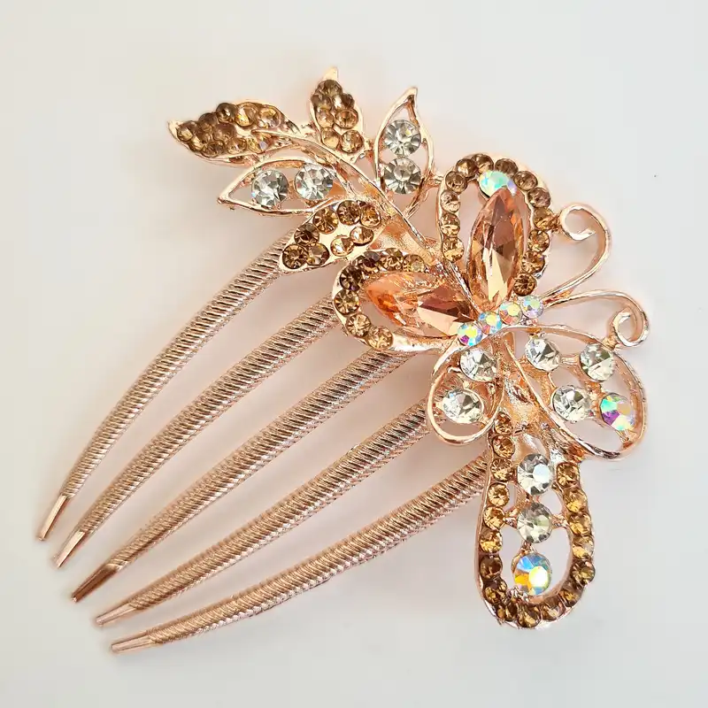 شانه مو زنانه مدل شینیون پروانه و برگ نیم تاج کد brg 27