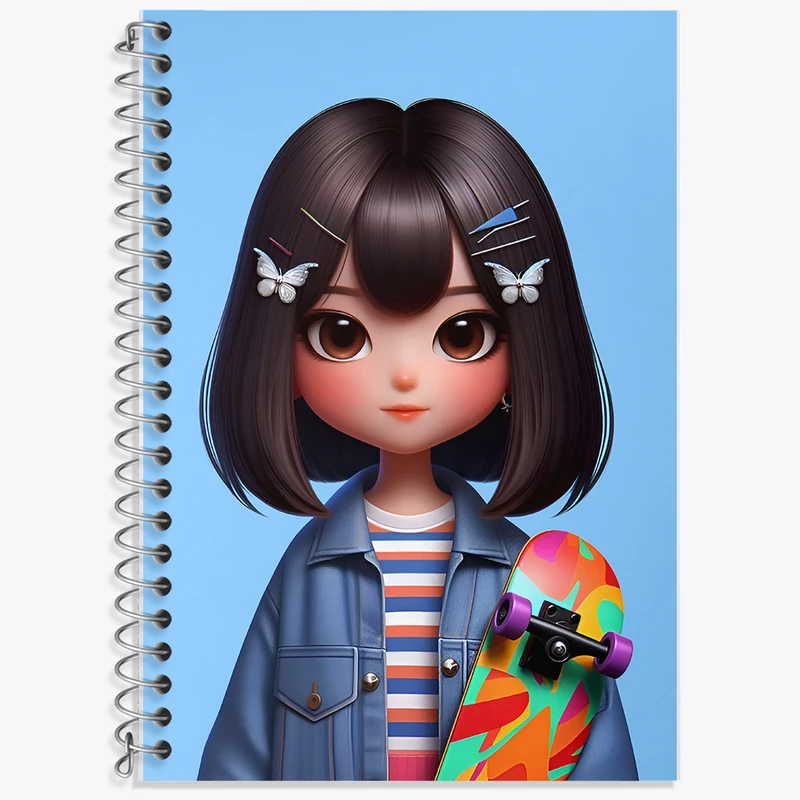 دفتر زبان 50 برگ خندالو مدل دو خط طرح دخترانه کد F8015