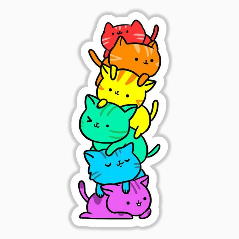 استیکر لپ تاپ و موبایل بووم طرح گربه رنگی کد mm85