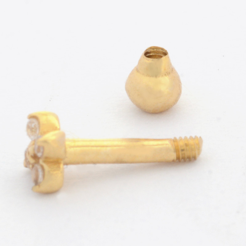 پیرسینگ طلا 18 عیار زنانه طلای مستجابی مدل گل کد 2